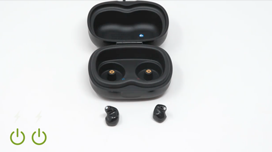 how to power custom hearing aids on and off